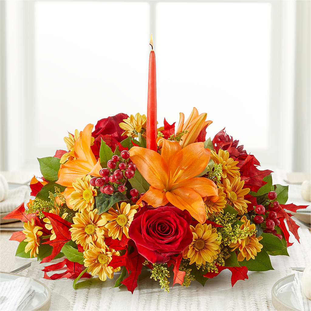Autumn's Embrace Centerpiece – Heavenly Flowers, San Bernardino CA