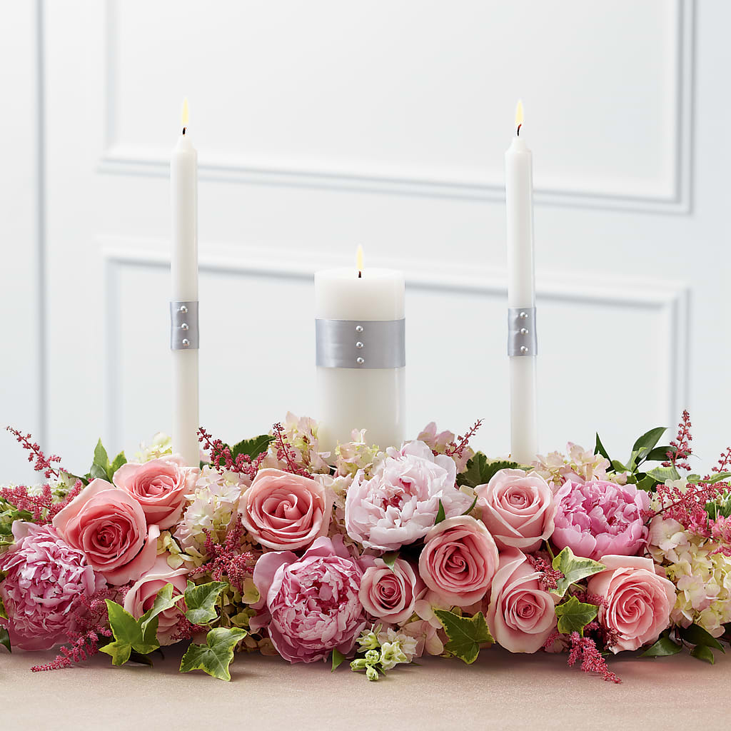 Worldwide Romance Unity Candle Arrangement – Heavenly Flowers, San Bernardino CA