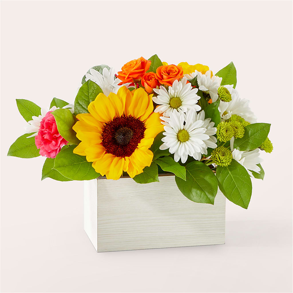 Sun-drenched Blooms Box Bouquet –  Heavenly Flowers, San Bernardino CA