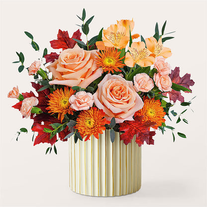 Spiced Latte Bouquet with Ivory Vase –  Heavenly Flowers, San Bernardino CA