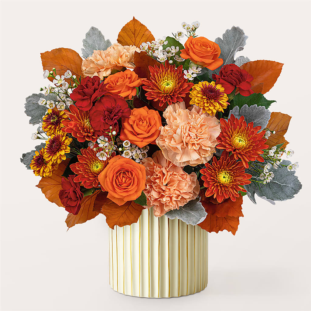 Merlot Bouquet with Ivory Vase –  Heavenly Flowers, San Bernardino CA