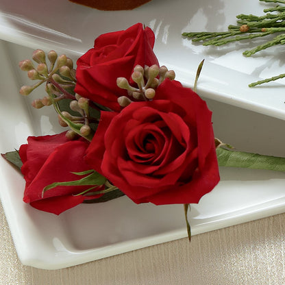 Red Spray Rose Boutonniere –  Heavenly Flowers, San Bernardino CA